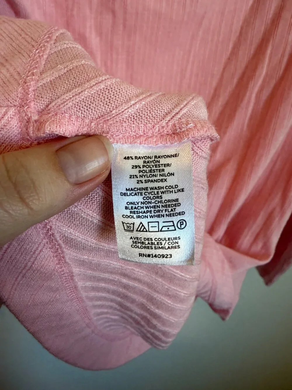 LOFT Cozy Ribbed Asymmetric Neck Top Pink Salt Size Large